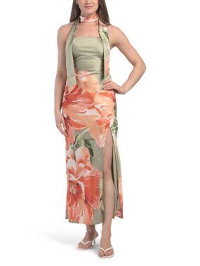 green emerald velvet dress Mint 3D Floral Rose Print Halter Neck Mini Dress